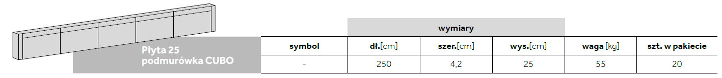 PODMURÓWKA BETONOWA 25 CUBO